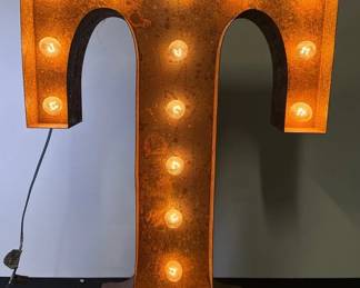 Rustic Metal Marquee Letter T