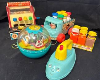 Fisher Price Cash Register Milk Wagon Chime Ball And Iron