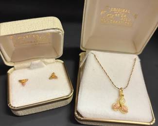49er Gold Creations 10K Pendant And Earrings