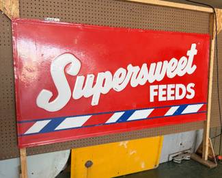 1960s SUPERSWEET Feeds Sign from Napannee, IN LARGE