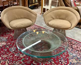 Set of 2 Knoll Platner Mohair Lounge Chairs, Knoll Platner Coffee Table (chairs and table sold seperately)