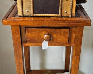 Tall wood side table