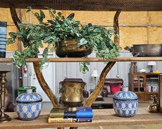 A pair of blue and white porcelain lidded jars