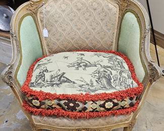 French Louis XV-style custom-upholstered chair a' la Anthropologie