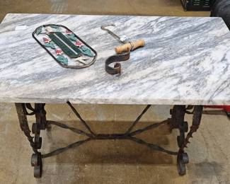 Stone topped iron table