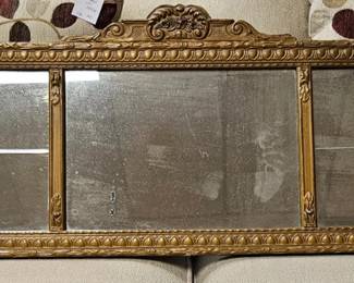 Antique 3-panel Gilded Mantel or Buffet Mirror