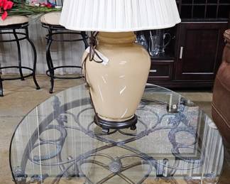 Iron coffee table and lamp