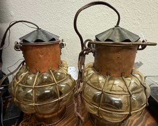 Bubble glass brass lamps