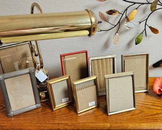 Great brass banker's lamp and frames
