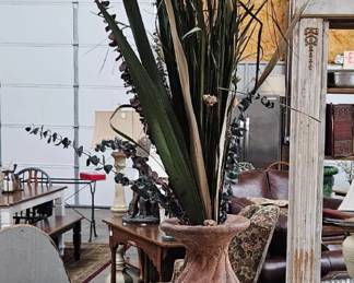 Vase and greenery