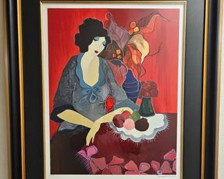 "Afternoon Snack" by Israeli artist Itzchak Tarkay
