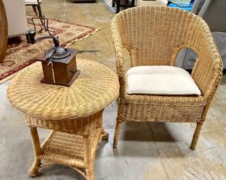 Cute wicker chair and table set