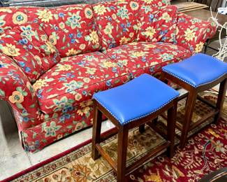 Festive sofa and twin counter stools