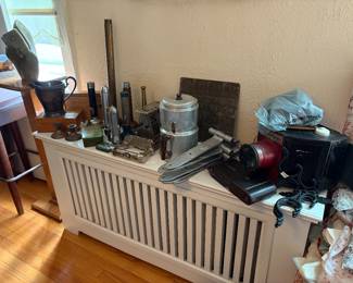 Vintage flashlights; projector; hinges; boxes