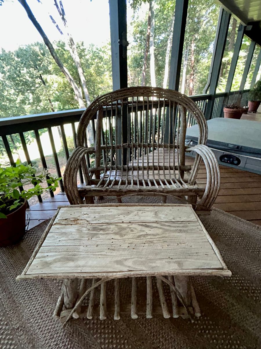 Rustic twig bentwood settee and matching table - $125 set