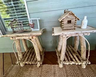 Pair of rustic twig log tables - $50 each
