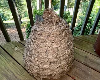 Woven grapevine straw beehive skep garden decor