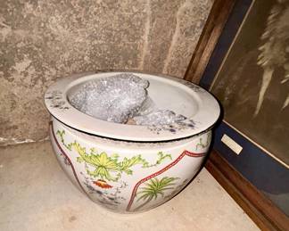Large floral ceramic jardiniere planter