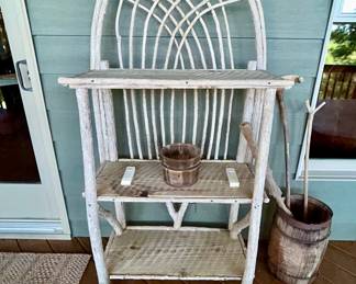 Rustic twig arched trellis shelf - $95