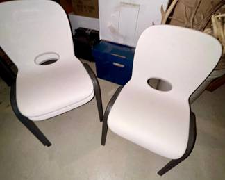 Children’s stacking chairs, white, set of 2
