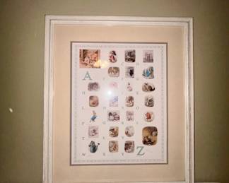 Framed Beatrix Potter alphabet nursery print