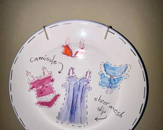 Hand-painted decorative plate, lingerie sketch art