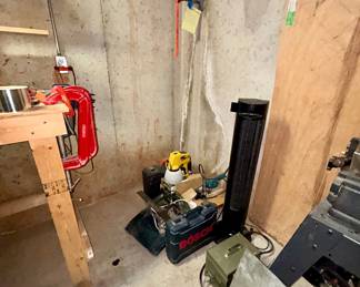Bosch power tools, Wagner sprayer, and workshop tools