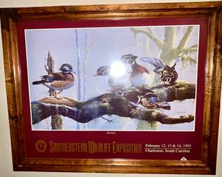 Framed 1993 Southeastern Wildlife Expo wood duck print