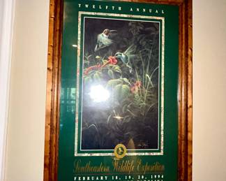 Framed 1994 Southeastern Wildlife Exposition hummingbird print