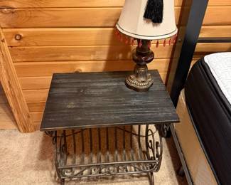 magazine rack table and lamp
