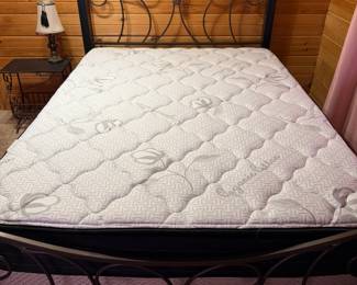 wood iron bed