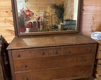 Early 1900s dresser with attached mirror
