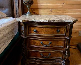 Ashley North Shore marble topped wood nightstand, 2 matching