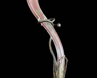 Vintage hand blown glass and silver Art Nouveau lily vase