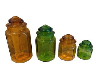 Vintage LE Smith Amber Glass Apothecary Jar/Canisters