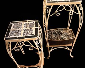 Metal and tile plant stands
