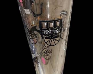 This is a vintage Libbey Curio Pattern Stagecoach & Buggy Pilsner Glass from the 1950s, designed by Freda Diamond. Set of eight.