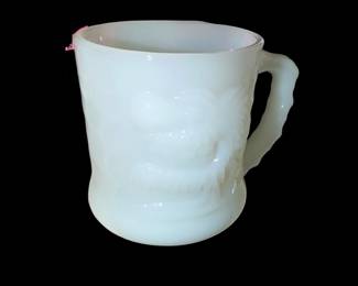 vintage 1970s Fire-King milk glass "Grog" mug featuring the character from Johnny Hart's B.C. comic strip