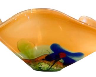 Vintage Mihai Topescu Large Signed Art Glass Bowl Vase Contemporary Romanian