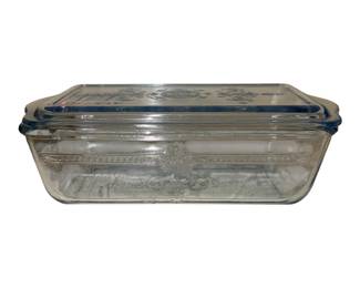 vintage Fire-King Philbe Sapphire Blue glass refrigerator dish with a matching lid, produced by Anchor Hocking during the 1940s to 1950s