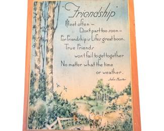 This is a simple small plaque but what makes it’s special is the sentiment on back from 1930 and pull tab Coke can hanger. 