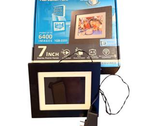 Pandigital 7-inch digital photo frame with its original packaging and power adapter