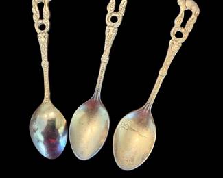 vintage gold-plated souvenir demitasse spoon featuring an ornate camel handle/3