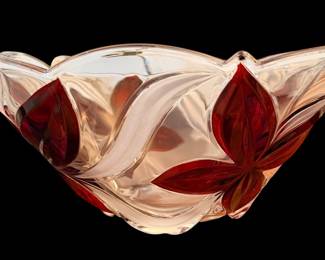 Mikasa Angelina Ruby Glass Bowl featuring clear crystal with frosted red or cranberry floral accents