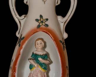 OCCUPIED JAPAN PORCELAIN BUD VASE W/GIRL FIGURINE