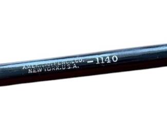 This is a vintage American Pencil Co. Dip Pen Calligraphy 1140 holder featuring a black wooden handle and a textured grip, manufactured in New York, U.S.A.