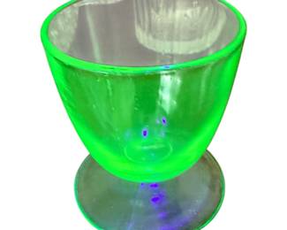 vintage green uranium glass footed dessert or sherbet cup/1930’s
