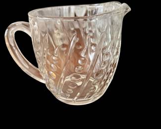 vintage Anchor Hocking No. 255 "Beads & Bar" (also known as "Oyster & Pearl") clear glass milk pitcher or creamer.