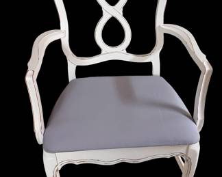 French provincial dining room arm chair freshly painted with newly covered seats