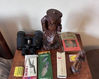 binoculars, Parker pens, wooden statues, and more